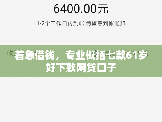 着急借钱，专业概括七款61岁好下款网贷口子