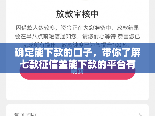 确定能下款的口子，带你了解七款征信差能下款的平台有