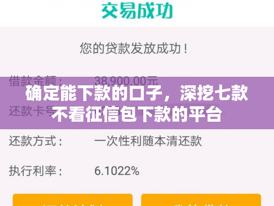确定能下款的口子，深挖七款不看征信包下款的平台