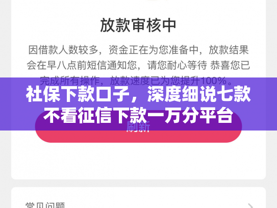 社保下款口子，深度细说七款不看征信下款一万分平台