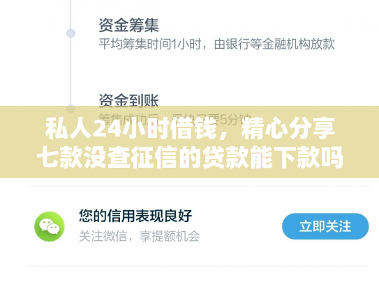 私人24小时借钱，精心分享七款没查征信的贷款能下款吗