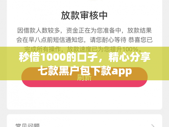秒借1000的口子，精心分享七款黑户包下款app