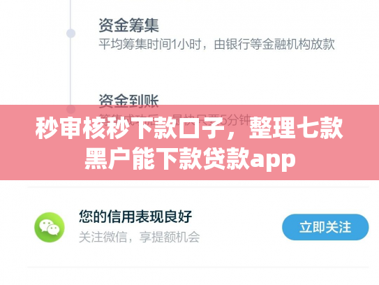 秒审核秒下款口子，整理七款黑户能下款贷款app