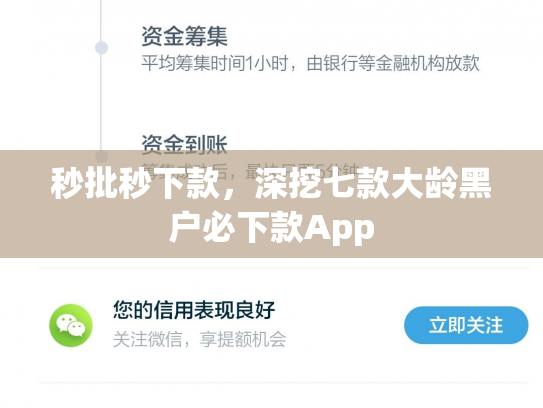 秒批秒下款，深挖七款大龄黑户必下款App