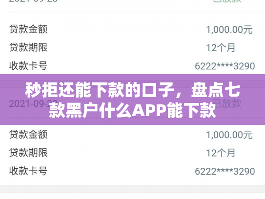 秒拒还能下款的口子，盘点七款黑户什么APP能下款