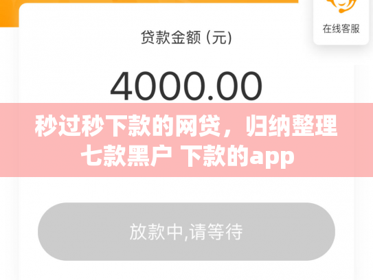 秒过秒下款的网贷，归纳整理七款黑户 下款的app