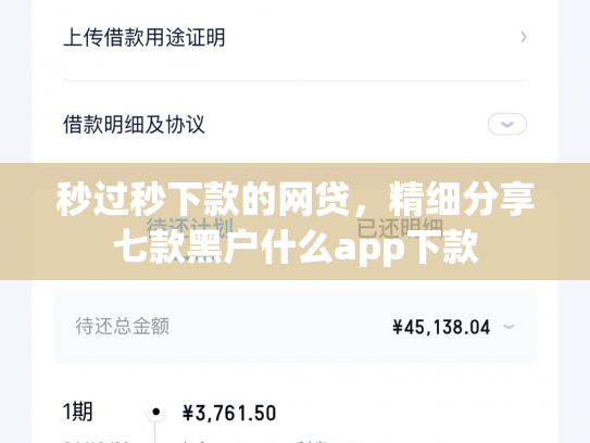 秒过秒下款的网贷，精细分享七款黑户什么app下款