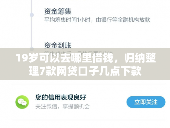 19岁可以去哪里借钱，归纳整理7款网贷口子几点下款