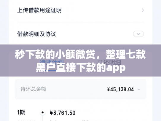 秒下款的小额微贷，整理七款黑户直接下款的app