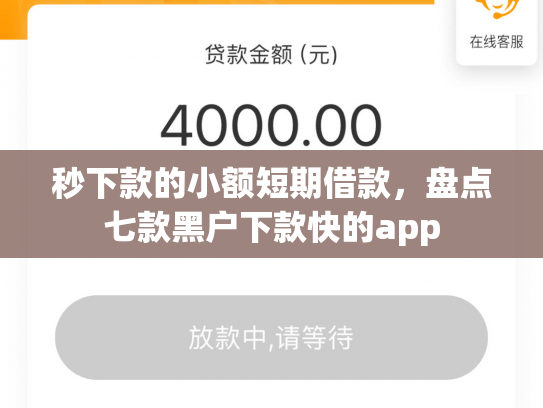 秒下款的小额短期借款，盘点七款黑户下款快的app