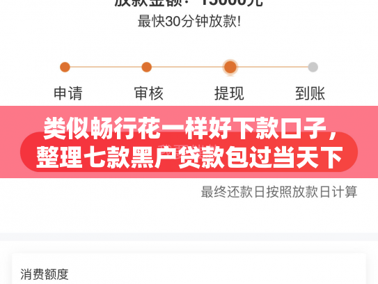类似畅行花一样好下款口子，整理七款黑户贷款包过当天下款