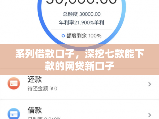 系列借款口子，深挖七款能下款的网贷新口子