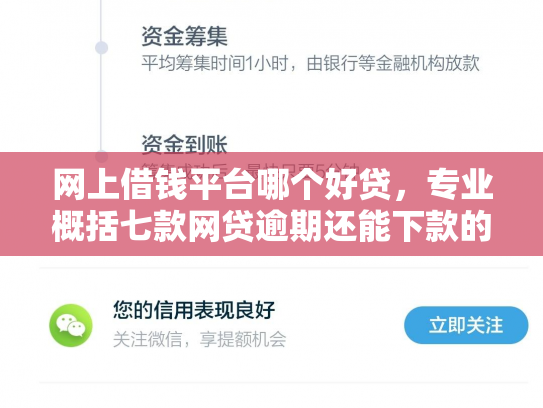网上借钱平台哪个好贷，专业概括七款网贷逾期还能下款的口子