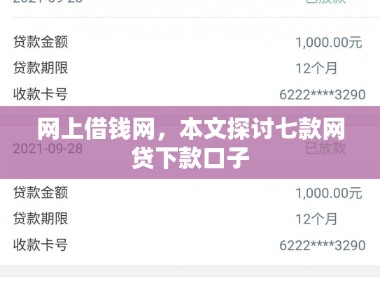网上借钱网，本文探讨七款网贷下款口子