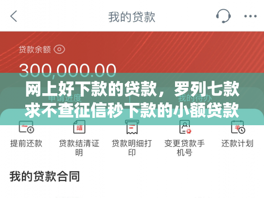 网上好下款的贷款，罗列七款求不查征信秒下款的小额贷款app