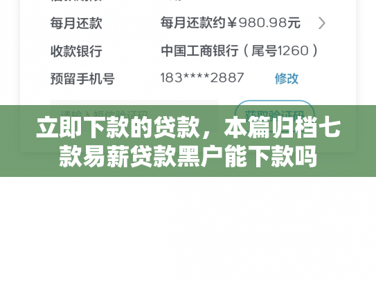 立即下款的贷款，本篇归档七款易薪贷款黑户能下款吗