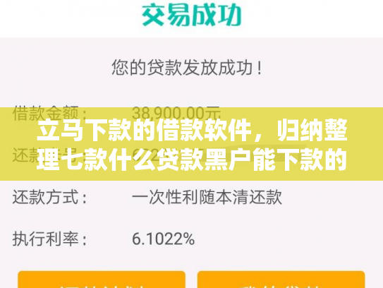 立马下款的借款软件，归纳整理七款什么贷款黑户能下款的快