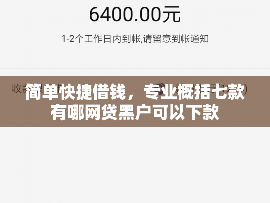 简单快捷借钱，专业概括七款有哪网贷黑户可以下款