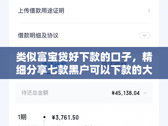 类似富宝贷好下款的口子，精细分享七款黑户可以下款的大额贷款