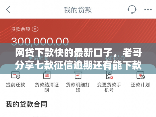 网贷下款快的最新口子，老哥分享七款征信逾期还有能下款的app吗