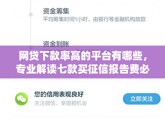 网贷下款率高的平台有哪些，专业解读七款买征信报告费必下款的app