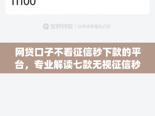 网贷口子不看征信秒下款的平台，专业解读七款无视征信秒下款的app