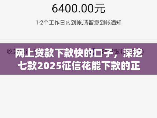 网上贷款下款快的口子，深挖七款2025征信花能下款的正规网贷app