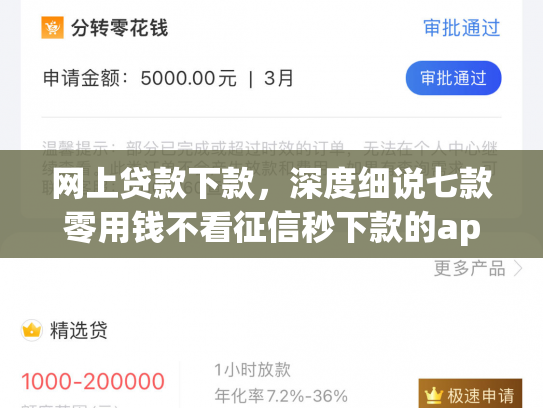 网上贷款下款，深度细说七款零用钱不看征信秒下款的app