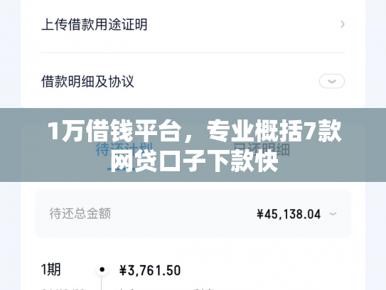 1万借钱平台，专业概括7款网贷口子下款快