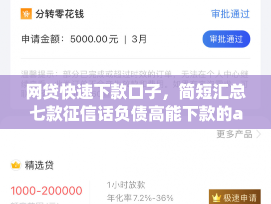 网贷快速下款口子，简短汇总七款征信话负债高能下款的app