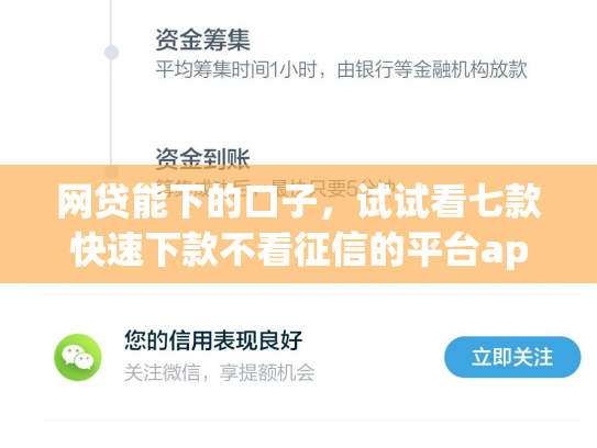 网贷能下的口子，试试看七款快速下款不看征信的平台app