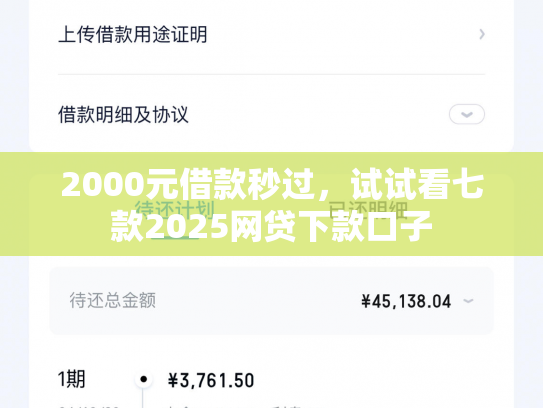 2000元借款秒过，试试看七款2025网贷下款口子