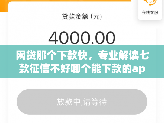 网贷那个下款快，专业解读七款征信不好哪个能下款的app
