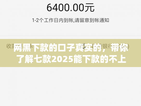 网黑下款的口子真实的，带你了解七款2025能下款的不上征信的app