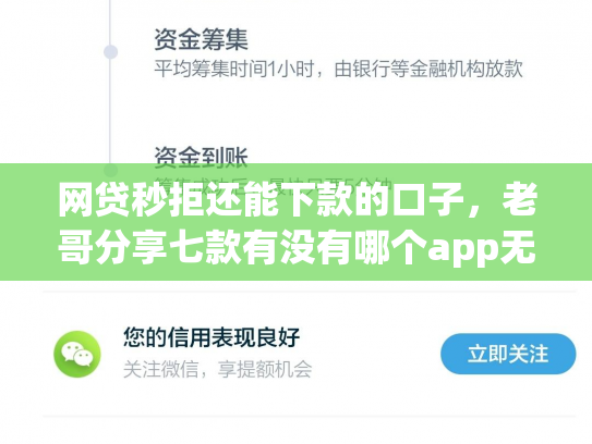 网贷秒拒还能下款的口子，老哥分享七款有没有哪个app无视征信下款