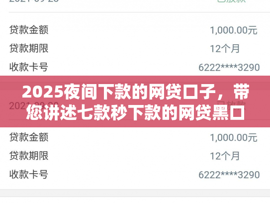 2025夜间下款的网贷口子，带您讲述七款秒下款的网贷黑口子