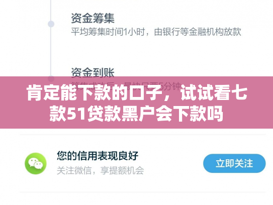 肯定能下款的口子，试试看七款51贷款黑户会下款吗