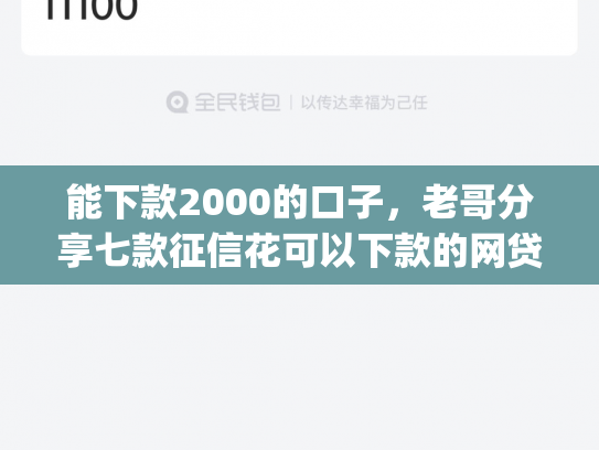 能下款2000的口子，老哥分享七款征信花可以下款的网贷app