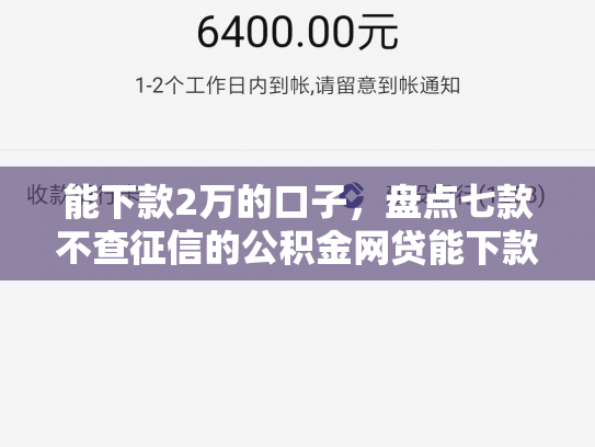 能下款2万的口子，盘点七款不查征信的公积金网贷能下款吗