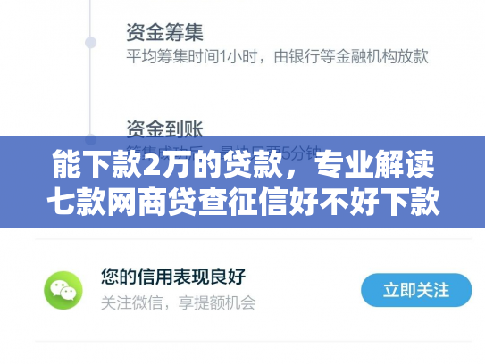 能下款2万的贷款，专业解读七款网商贷查征信好不好下款