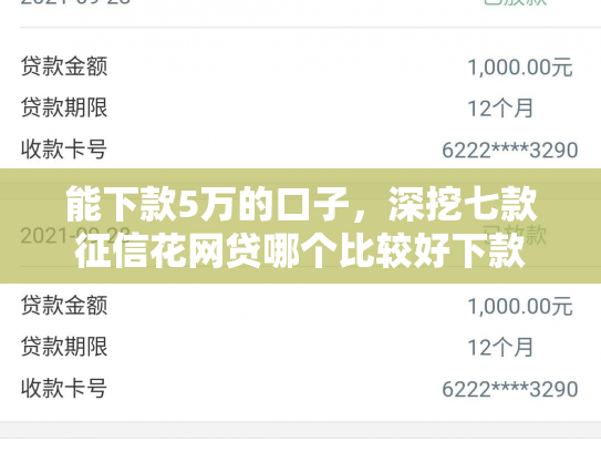 能下款5万的口子，深挖七款征信花网贷哪个比较好下款