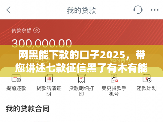 网黑能下款的口子2025，带您讲述七款征信黑了有木有能下款的app