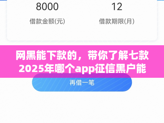 网黑能下款的，带你了解七款2025年哪个app征信黑户能下款