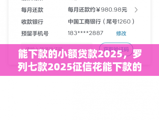 能下款的小额贷款2025，罗列七款2025征信花能下款的正规网贷app