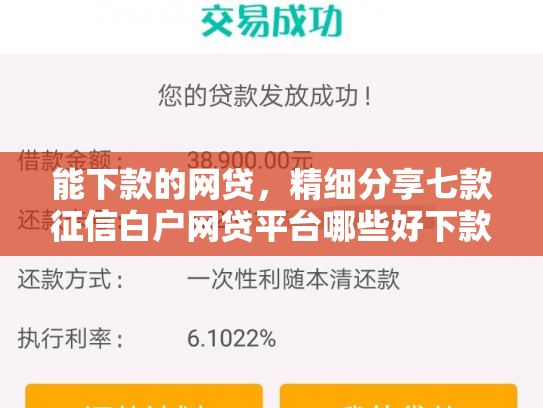 能下款的网贷，精细分享七款征信白户网贷平台哪些好下款