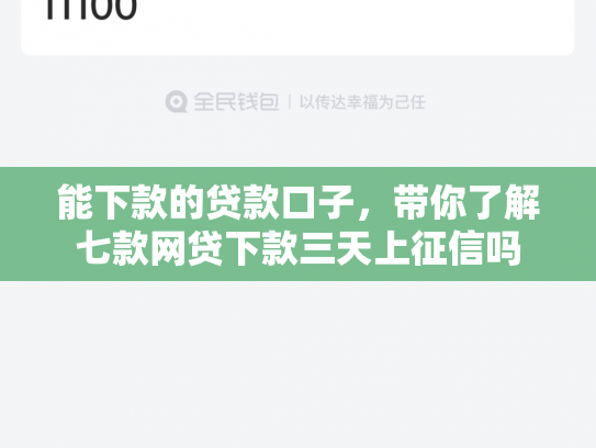 能下款的贷款口子，带你了解七款网贷下款三天上征信吗