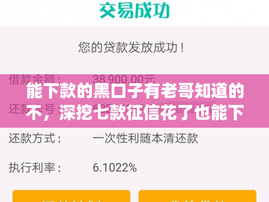 能下款的黑口子有老哥知道的不，深挖七款征信花了也能下款的网贷app