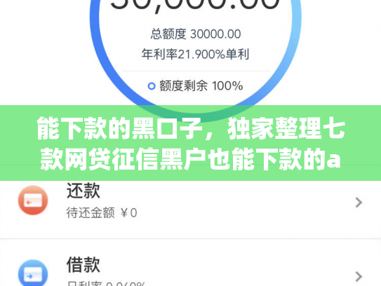 能下款的黑口子，独家整理七款网贷征信黑户也能下款的app