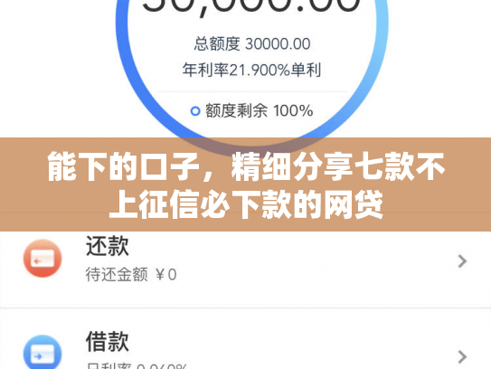 能下的口子，精细分享七款不上征信必下款的网贷