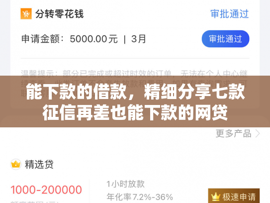 能下款的借款，精细分享七款征信再差也能下款的网贷